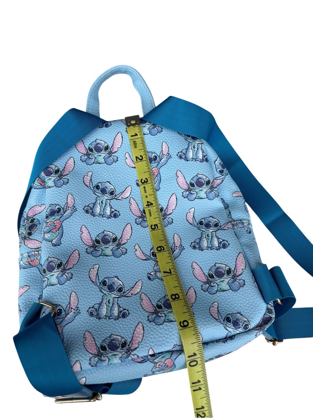 Disney Stitch Mini Backpack Hearts Blue Faux Leather Lilo & Stitch Travel Bag - Picture 10 of 13